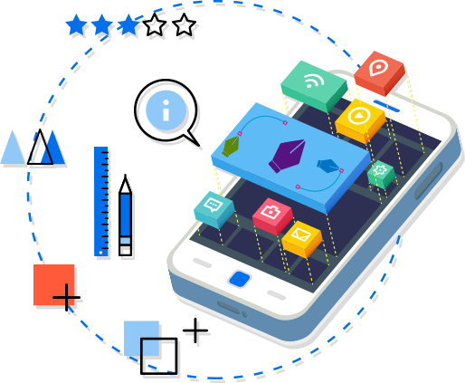Mobile app design image highlighting creative and modern mobile interfaces